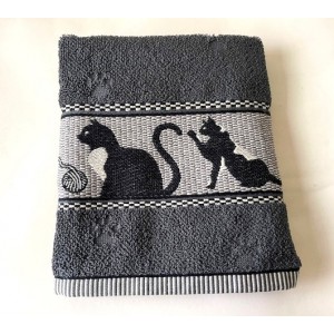 Handdoek - Katten - Antraciet